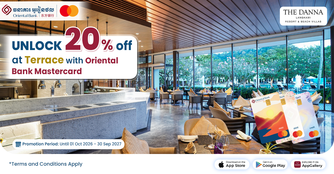 Unlock 20% off at Terrace with Oriental Bank Mastercard